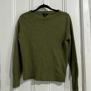 J.Crew subtle boatneck sweater-merino wool/cotton--H2779-olive green-size medium